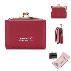 DOMPET UANG LIPAT WANITA DENGAN TEMPAT KOIN BAELLERRY N8321 BAHAN SINTETIS LEMBUT