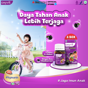 Oxyvit Kidz Tablet Hisap - Vitamin Herbal Untuk Batuk Pilek Anak - Rasa Blackcurrant -3 Box