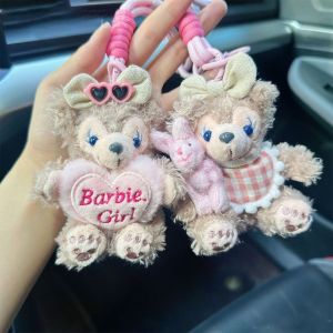 ZHUWNANA สร้างสรรค์และสร้างสรรค์ พวงกุญแจตุ๊กตาผ้าพลัฌ ตุ๊กตาบาร์บี้สาว อุปกรณ์เสริมกระเป๋า ที่แขวนการ์ตูน ของขวัญสำหรับเด็ก เครื่องประดับสำหรับตกแต่ง กระเป๋ากุญแจห่วง