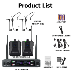 ไมโครโฟนไร้สาย ไมโครโฟนคู่แบบถือ ไมโครโฟนความถี่คงที่ ระยะการทำงาน 50 เมตร รองรับ 1 ชุด ใช้งานพร้อมกันได้ สำหรับลำโพงคาราโอเกะ ระบบ PA คาราโอเกะในโบสถ์