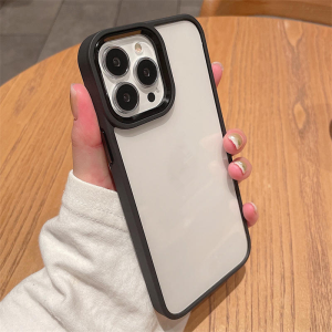 HOHO🔥เคสใส ใช้สำหรับ iPhone 11 Pro Max 12 Pro Max 13 Pro Max 14 Pro Max TPU+PC Clear Case กรอบเลนส์โลหะ ปุ่มโลหะ เคสใสกันกระแทกขอบส เคสซิลิโคน สีพื้น เคสโทรศัพท์มือถือ