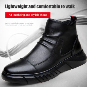 Fatai Men's Personalized Thicksoled Hightop Leather Boots