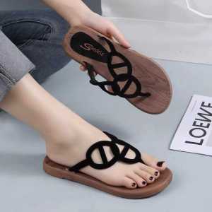 Womens High Quality Sandals Open-Toe Rubber Non-Slip Soles Comfortable Suitable for Outdoor & Home Slip-On Sandals 055523