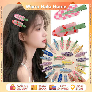 2pcs Cute Pink Checkered Seamless Hairpin Side Clip Bangs Hairclips Korean Sweet Duckbill Barrettes Girls Hair Accessory