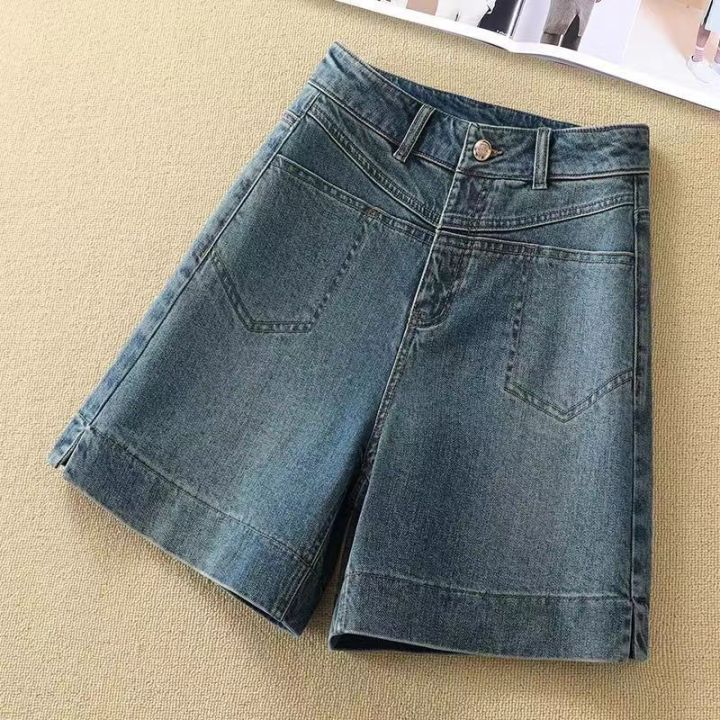 Retro High-waisted Denim Shorts New Summer Loose Tube Pants Small