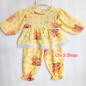 Đồ bộ dài tay bé gái C2H08 (5-11kg) bộ Xốp Gạo quần áo trẻ em sơ sinh  quần áo trẻ em dưới 3 tuổi đồ mặc nhà giá rẻ thoáng mát