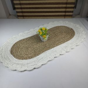 Taplak Meja Tamu Anyaman Seagrass Oval / Table Runner Seagrass ukuran 40x80 cm Kerajinan Jogja