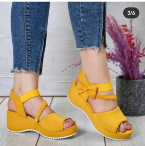 [Free Shipping] Trendy Fish-Mouth Platform Sandals Summer Bow-Knot Wedge Sandals And Thick-Soled Sandals For Outdoor Wear