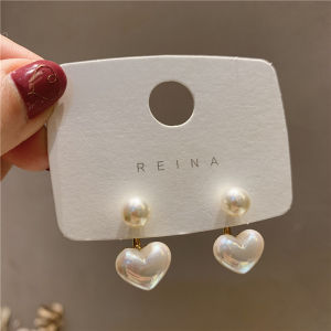 good 999 Fashionable white heart-shaped zircon cute girl earrings ES63786