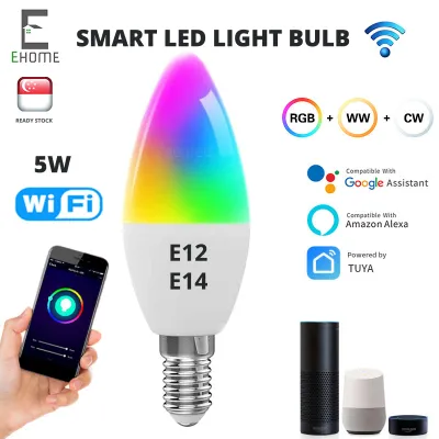 [Ready Stock] E14 E27 Smart LED Bulb - 5W 9W RGB Dimmable Light Bulb Wifi Timer Group Voice Control with Google Home Yeelight Alexa