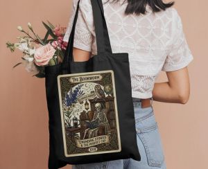 Túi tote Dark Academy túi tote dành cho những người yêu sách túi tote in hình bài Tarot dành cho những người yêu thích văn học túi tote dành cho những người đam mê sách túi tote dành cho những người yêu thích văn học Dark Academy quà tặng cho giáo v