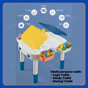 Multi-purpose Building Blocks Table Learning Storage Dining Table with Chair for kids | Building Blocks | kids present行李箱积木学习桌