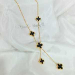 Kalung WanitaKalung Bunga Hitam CL 03 TitaniumS.Steel  Premium Quality Anti Karat Tahan Lama KS016