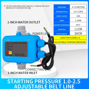 Automatic Water Pump Pressure Controller 220‑240V Max 1.1kW Adjustable Start Pressure with Water Shortage Protection Automatic Pump Control Switch for Jet Pump Self‑Priming Pump & Booster Pump Household Water System