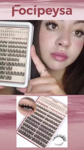 Focipeysa Wispy Lash Clusters Natural Eyelash Clusters Pestañas Postizas Naturales Spiky Manga Lash Extensions C Curly Individual Lashes 10-16mm with Bottom Lashes Clusters DIY Lash at Home