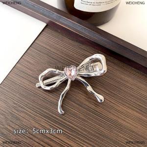 [COD] WEICHENG Metal Bowknot Heart Barrettes Hairpin Women Elegant Side Bangs Duckbill Clip Women Girls Hairclip Hair Accessories