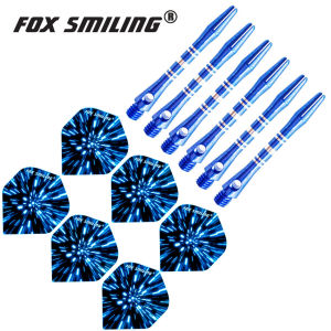 Fox Smiling 6pcs Darts Pin Flights With 6pcs aluminum 2BA Darts Shafts 41mm Dart Accessories