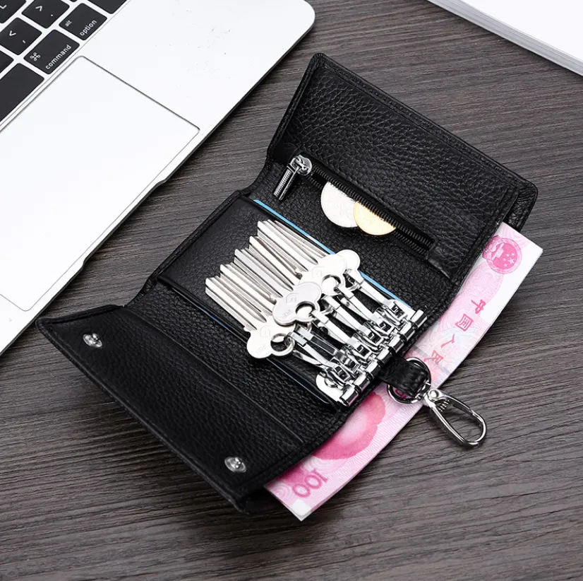 P&D Key Wallet Leather Fashion Zipper Case Men Coin Pouch Key