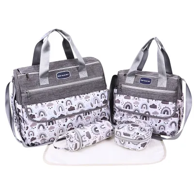 5PCS Large Capacity Mommy Bag Multi Functional Printed Diagonal Diaper Bag Handheld Mother and Baby Bag