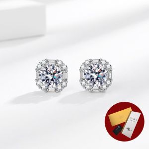 Diamcity (Free Gra Certificate) Moissanite Dua Karat Imitasi Anting Mozambik Kalung Cincin Perhiasan Set