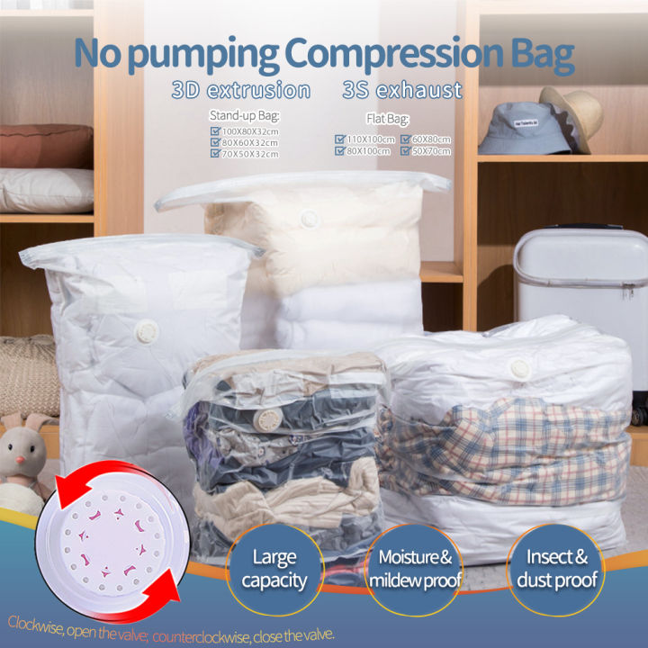 Vacuum Seal Bag Reusable Bags for Clothes Quilts Space Saver Travel