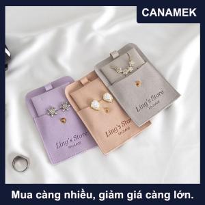 【CANAMEK】 Đồ trang sức Pouch bao bì túi Snap Túi 8x8cm với 6x6cm thẻ mềm nhung Quà Tặng Vòng Cổ Bông Tai Nhẫn lưu trữ túi