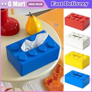 Creative Building Blocks with Spring Tissue Box Wall-mounted Perforation-free Paper Holder Bathroom Face Towel Box Organizer