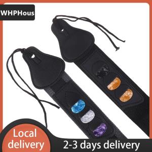 [COD] WHPHous Ship within 24 hours Adjustable Electric Guitar Strap With 3 Guitar Picks Holders PU Leather Ends Acoustic Guitar Bass Strap Belt Accessories