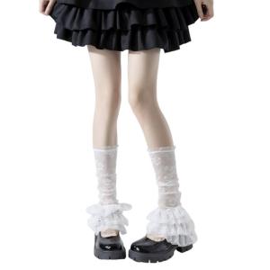 Women Ruffle Lace Leg Warmer Flared Boot Cuffs Knee Highs Socks Summer Mesh Leg Sleeves 90s Harajuk Streetwear Gifts