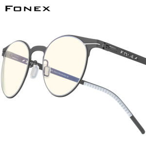 FONEX Anti Blue Light Glasses Women and Men New Round UV Filter Eyestrain Radiation Rays Bluelight Blocking Eye Protection Computer Gaming Screwless Eyeglasses AB014