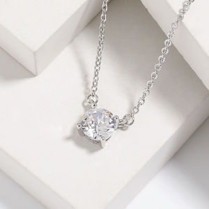 Internet Celebrity Live Version Moissanite 2 Carat Necklace   Cross-Border Classic Hot Selling Product Simple INS Wind Four-Claw Diamond Necklace