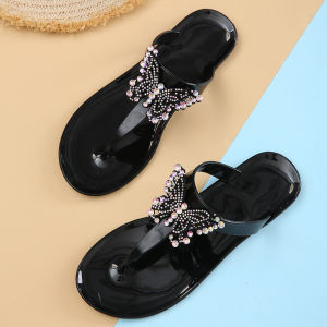 MANXIXI Fashion Women Flip Flop Bohemian Style Beautiful Butterfly Jelly Flat Slippers (Size 36-41)