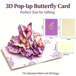 Exquisite Paper Love Butterfly Tree 3D Pop Up Gift Card 20 X 15cm Complete with Envelope Note Tag for Wedding Birthday Anniversary Mother’s Day All Occasion Blessing Gift