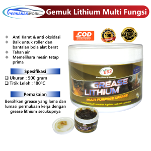 Gemuk Lithium ES2 Serbaguna Kuning  500gram Stempet Motor Mobil Bering Mesin by Perkakasmobil