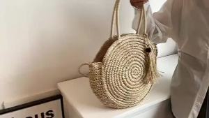 Yogodlns Summer Hollow Round Straw Bag For Women Bohemia Style Travel ided Woven Shoulder Bag