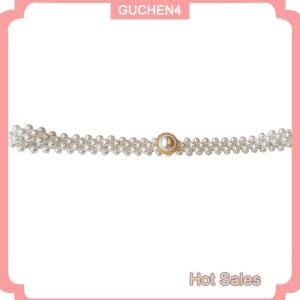 GUCHEN4🎀 Ngọc trai lớn chuỗi eo của phụ nữ vành đai đàn hồi với kim cương trang trí tất cả các trận đấu váy thời trang giản dị thiết kế sang trọng tráng Gothic