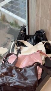 JNK #TL006 Women Classic Glossy Leather Shoulder Bag Slouchy Style Leather Sling Bag