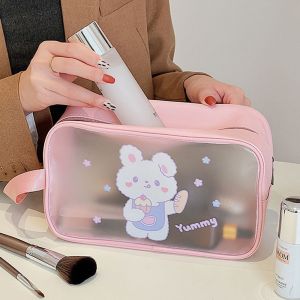 PTK52 Travel Pink Waterproof Cartoon Transparent Rabbit Convenient Storage Bag Makeup Bag Cosmetic Bag Cow Washing Bag
