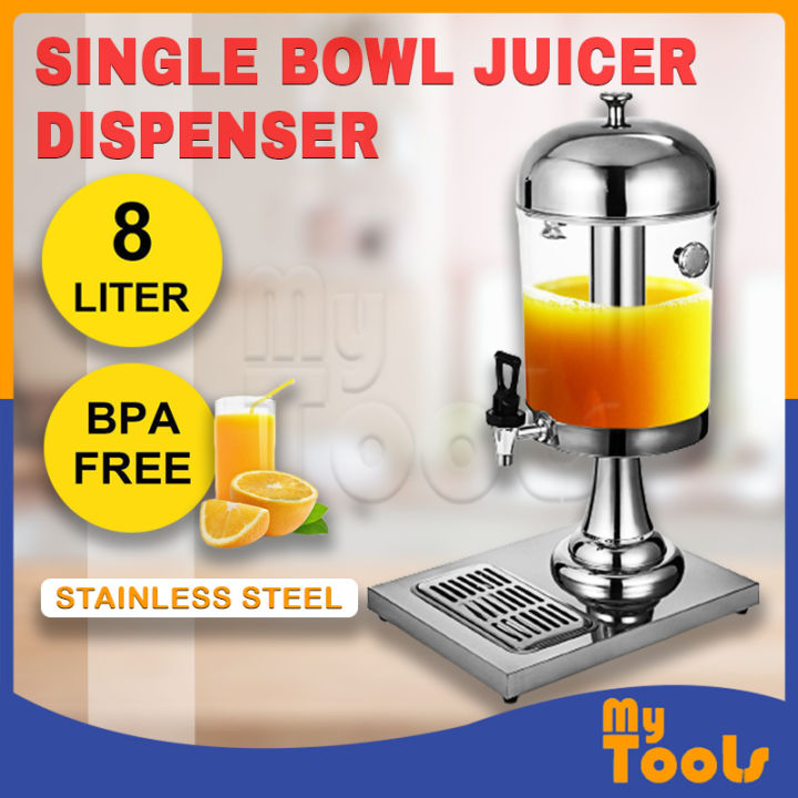 8L Stainless Steel Single Bowl Juice Dispenser With Ice Chamber Lazada