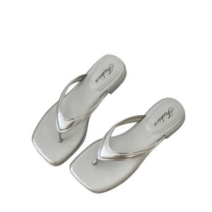 CHARMI Solid Color Flip Flop Slippers Soft Elegant Slides Sandals Fashion Beachwear Square Toe Sandals Women