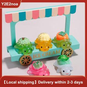 【Y2E2noa】 10pcs Landscaping Resin Crafts Glowing Turtle Garden Fish Tank Miniatures Ornaments Mini Luminous Fruit Turtle Home Decoration