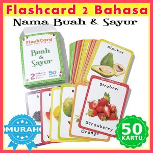 Flashcard BUAH & SAYUR Kartu Pintar Belajar Buah-buahan & Sayuran Flash Card Fruit and vegetables