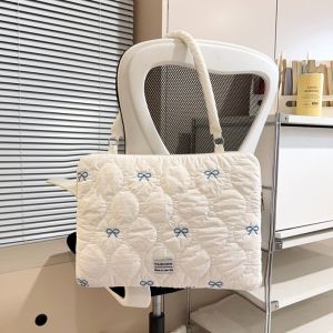 LIVELYN Puffy Laptop Sleeve Large Capacity 13-15.6inch Laptop Shoulder Bag Bowknot Shockproof Laptop Case Universal