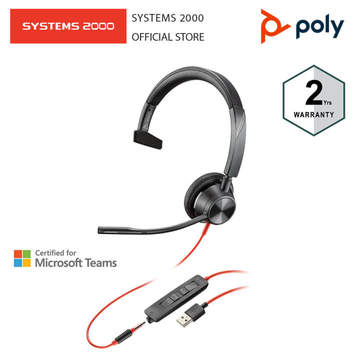 POLY BLACKWIRE 3315, BW3315M USBA MONO USB HEADSET WITH 3.5 MM
