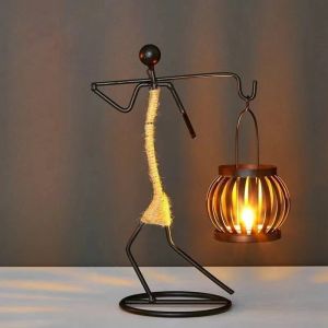 Metal Candlestick Abstract Character Sculpture Candle Holder Decor Handmade Figurines Home Decoration Art Gift
