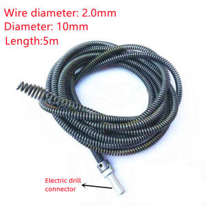 Ktools Spring Pipe Drain Cleaner 5/10m with 10mm Electric Drill Connector Sewer Dredging Spring for Sewer Pipe Cleaning Cleaning Equipment