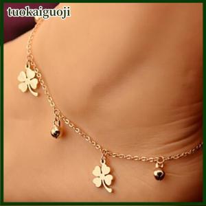 tuokaiguoji Anklet Four-leaf Clover Three-bell Anklet Fast Selling Best-selling Foot Accessories