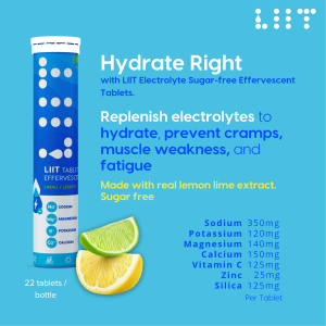 LIIT Hydration Effervescent Tablet Lemon Lime Electrolytes - (1 Bottle x 22 Tablets)
