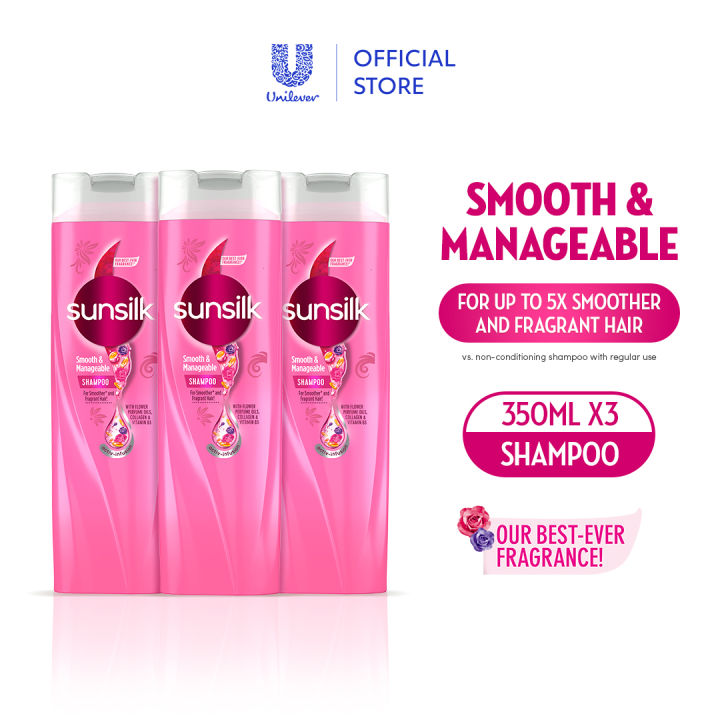 [BUNDLE OF 3] Sunsilk Shampoo Smooth and Manageable Shampoo 350ml