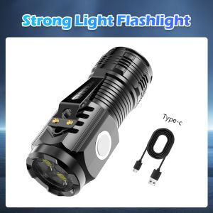Mini Flashlight Rechargeable LED Flashlight Super Bright Waterproof Handheld Long-range Zoom Tactical LED Flashlight 5 Modes Built-in Battery Emergency Light